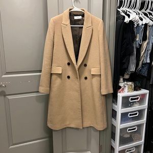 MANGO Double-breasted wool-mix coat - M